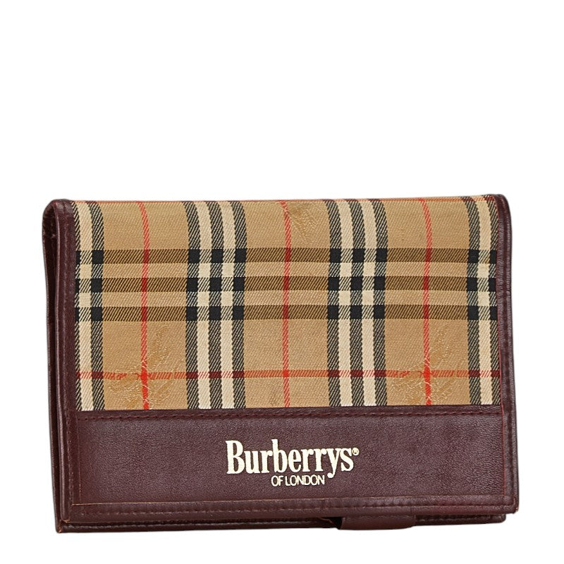 Burberry Nova Check Shadow Horse Canvas Leather Notebook Cover in Very Good Condition