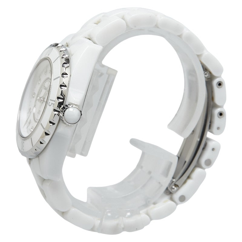 Chanel J12 33mm White Ceramic Diamond Quartz Watch H1628 in Very Good Condition