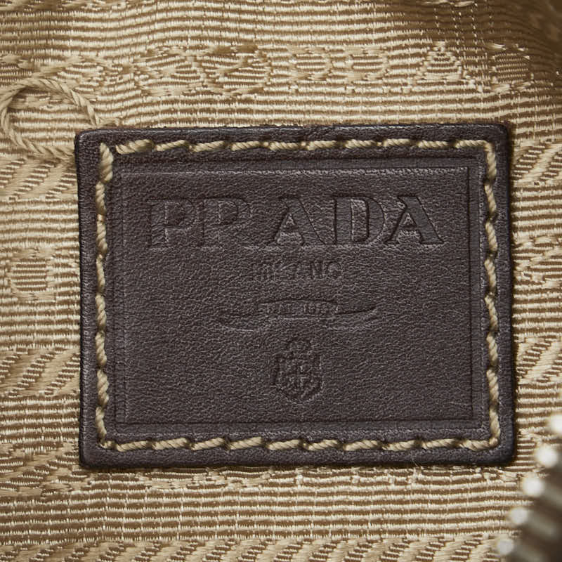 Prada Logo Jacquard Canvas Leather Pouch