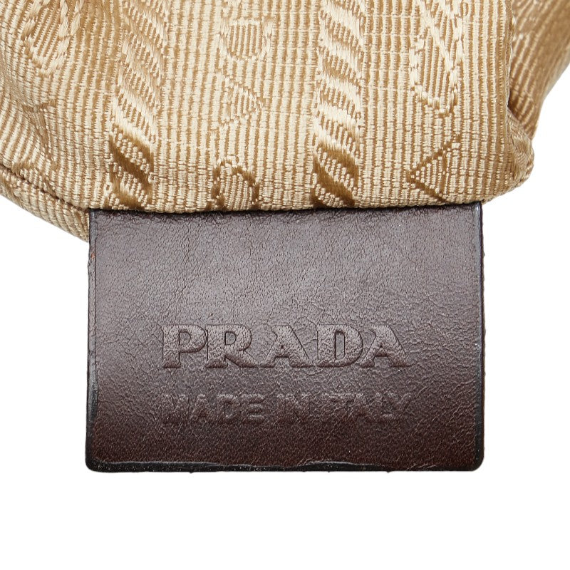 Prada Logo Jacquard Canvas Leather Pouch