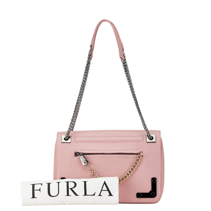 Furla Leather Handbag Chain Shoulder Bag in Great Condition