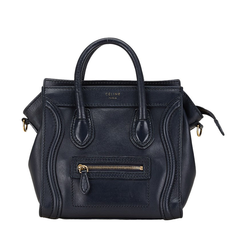 Celine Luggage Nano Shopper Leather Handbag 2WAY Navy