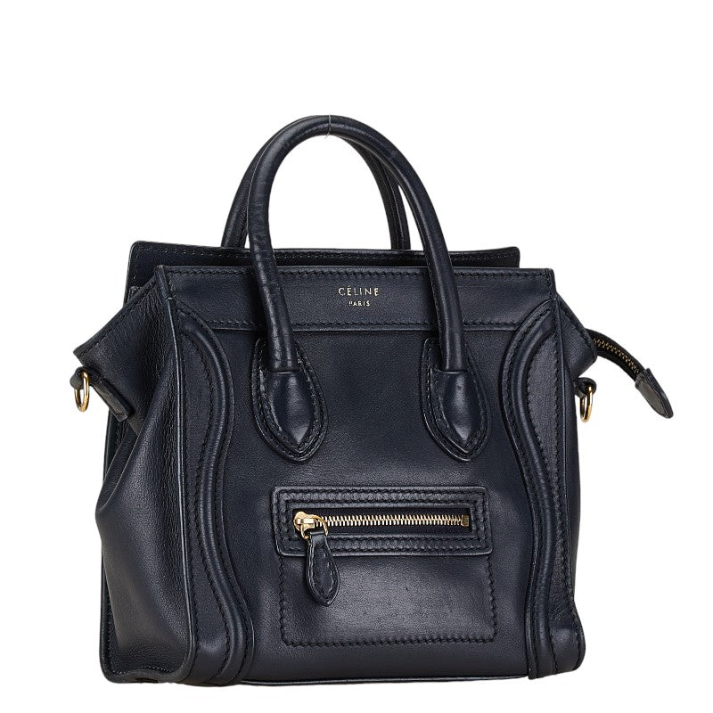 Celine Luggage Nano Shopper Leather Handbag 2WAY Navy