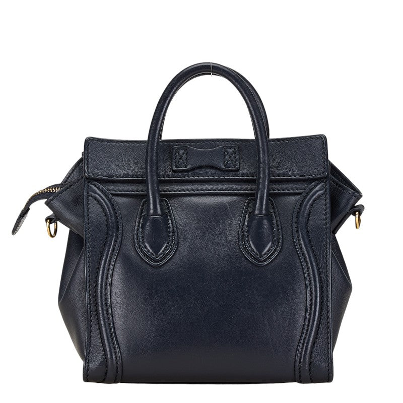 Celine Luggage Nano Shopper Leather Handbag 2WAY Navy