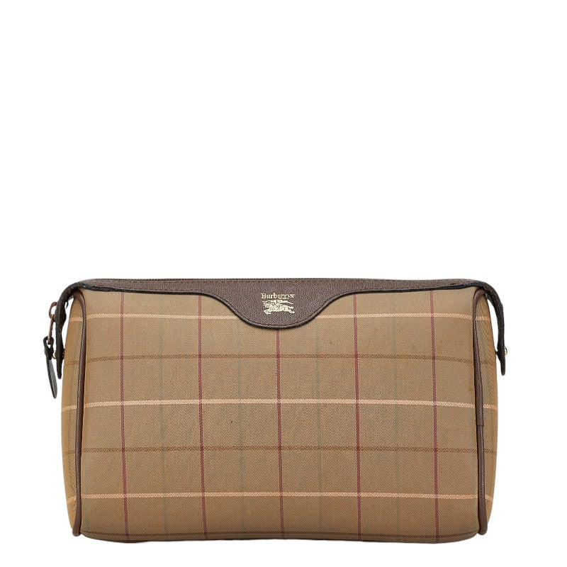 Burberry Canvas Leather Check Shadow Horse Pouch in Very Good Condition