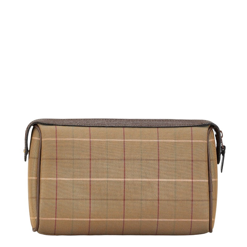 Burberry Canvas Leather Check Shadow Horse Pouch in Very Good Condition