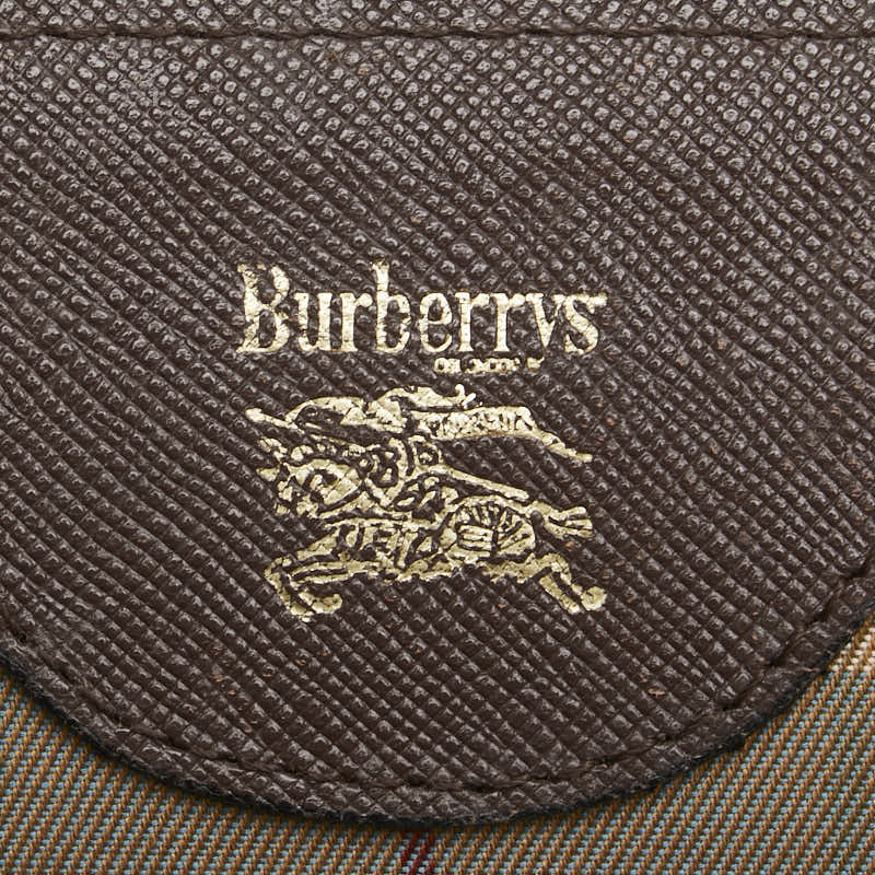 Burberry Canvas Leather Check Shadow Horse Pouch in Very Good Condition