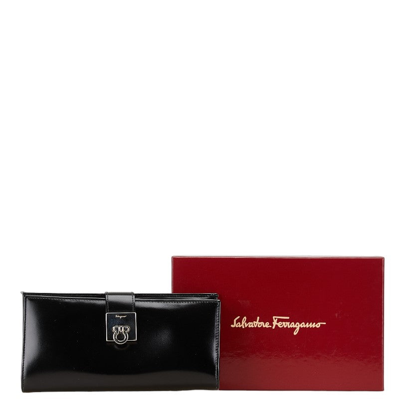 Salvatore Ferragamo Gancini Leather Wallet Black