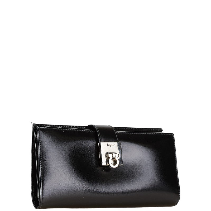 Salvatore Ferragamo Gancini Leather Wallet Black