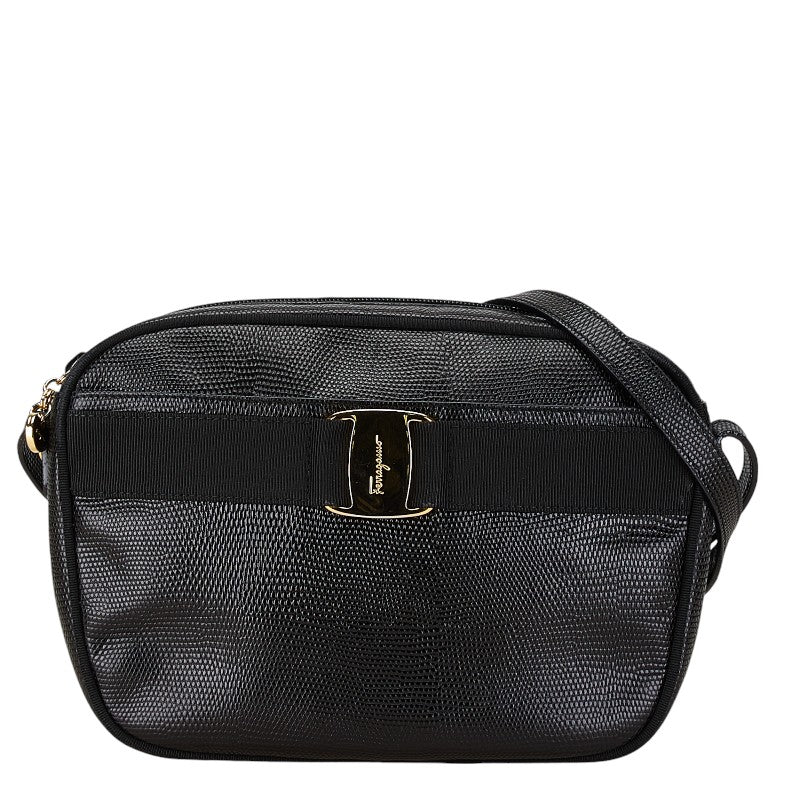 Leather Canvas Shoulder Bag Black