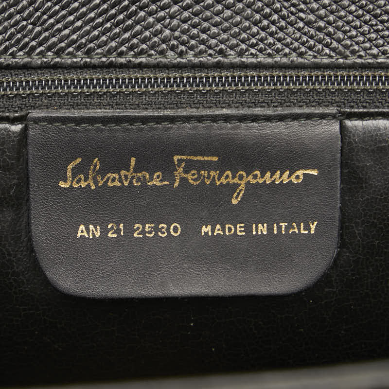 Salvatore Ferragamo Vara Leather Canvas Tote Bag