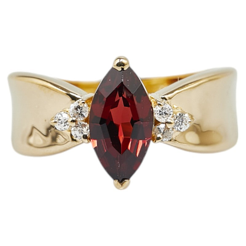 K18YG Yellow Gold Garnet 1.26ct Diamond 0.08ct Ring