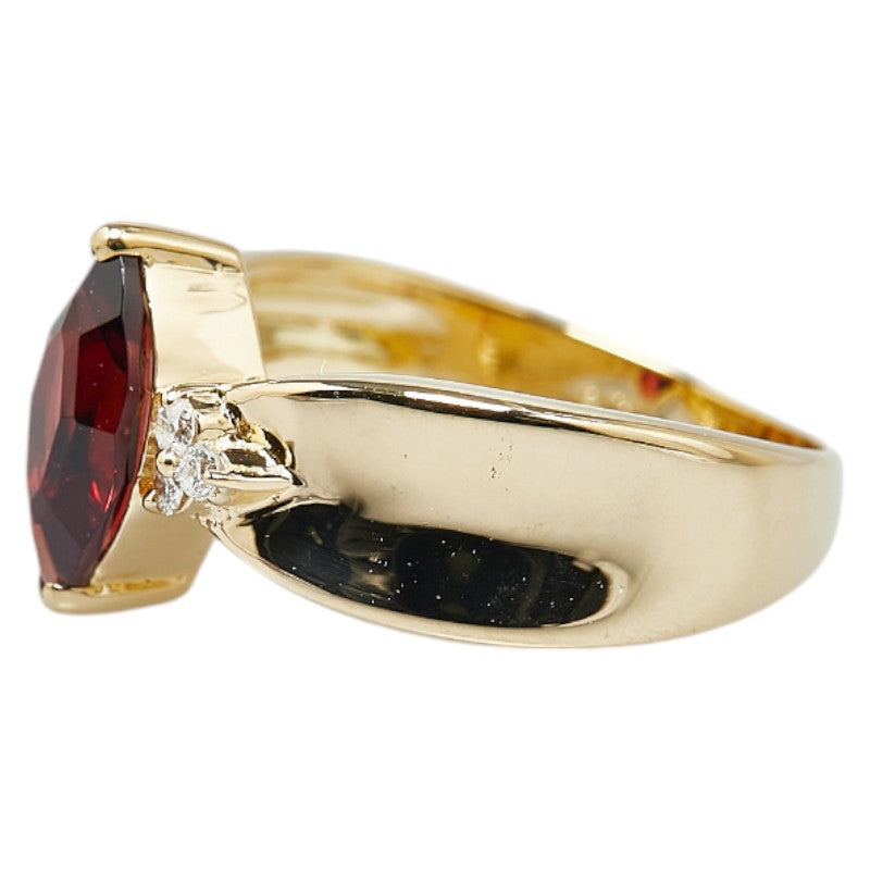 K18YG Yellow Gold Garnet 1.26ct Diamond 0.08ct Ring