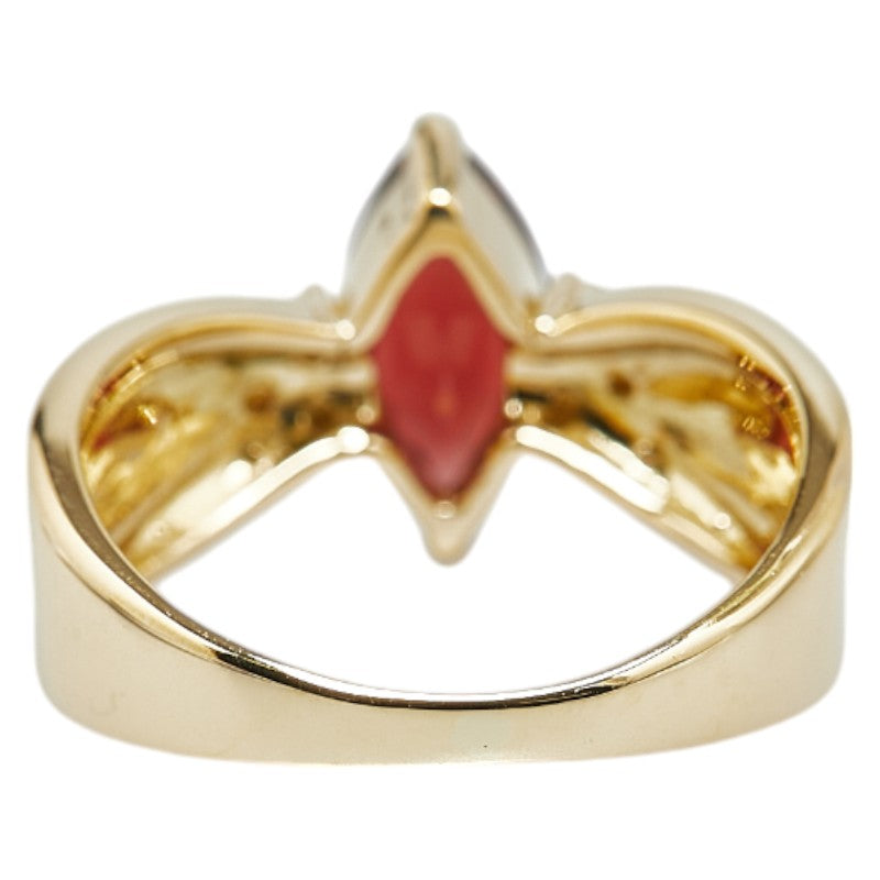 K18YG Yellow Gold Garnet 1.26ct Diamond 0.08ct Ring