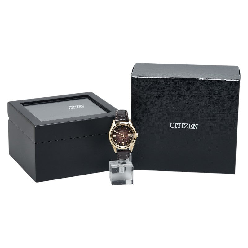 CITIZEN The Citizen Iconic Nature Collection Limited Edition Watch AQ4102-01X Quartz Brown Dial Super Titanium/Alligator Leather Band in Great Condition