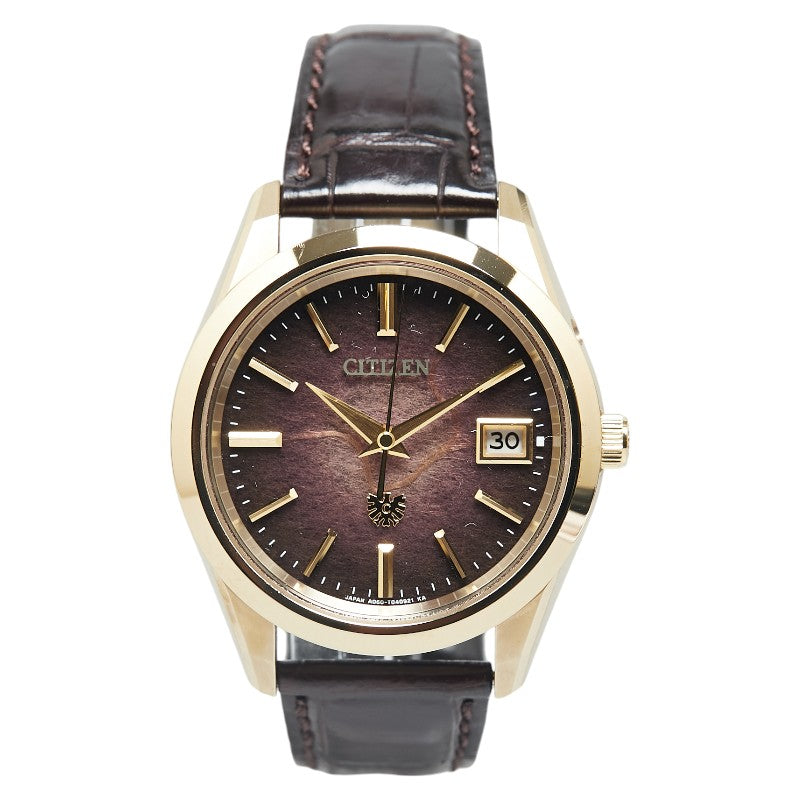 CITIZEN The Citizen Iconic Nature Collection Limited Edition Watch AQ4102-01X Quartz Brown Dial Super Titanium/Alligator Leather Band in Great Condition