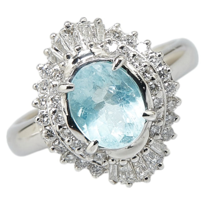 Pt900 Platinum Paraiba Tourmaline 1.15ct Diamond 0.55ct Ring in Excellent Condition