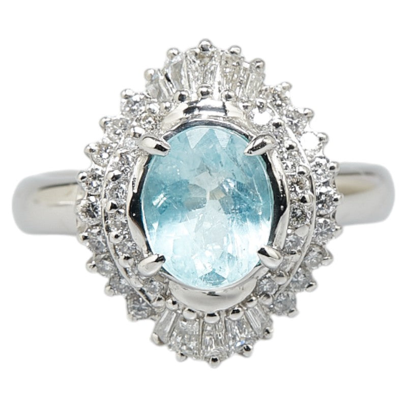 Pt900 Platinum Paraiba Tourmaline 1.15ct Diamond 0.55ct Ring in Excellent Condition