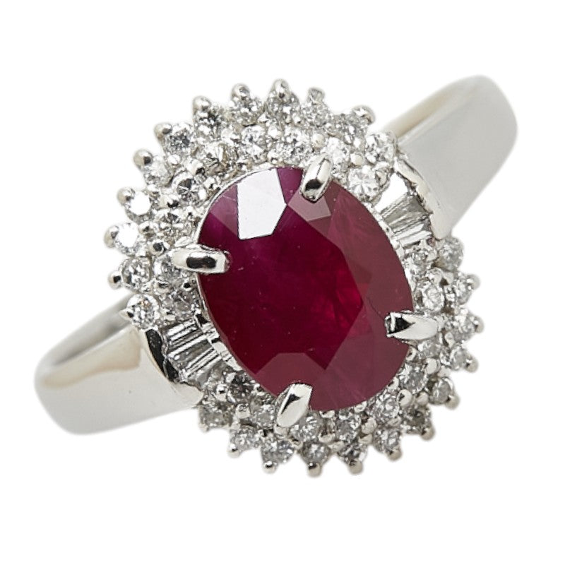 Pt900 Platinum Ruby 2.00ct Diamond 0.30ct Ring