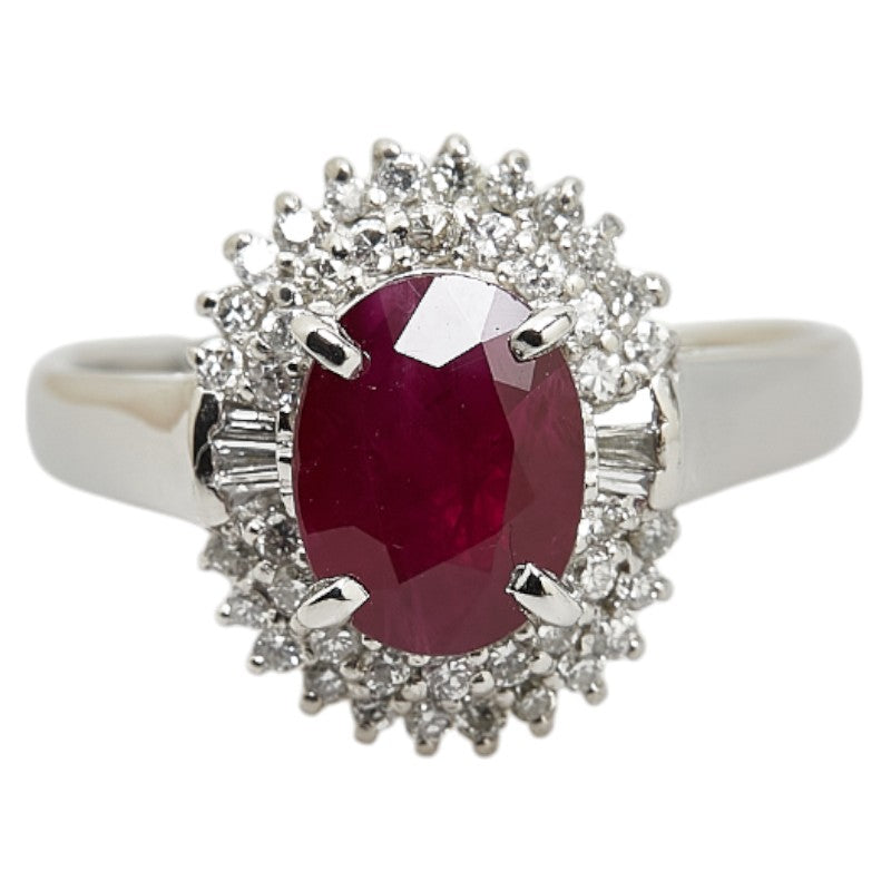 Pt900 Platinum Ruby 2.00ct Diamond 0.30ct Ring