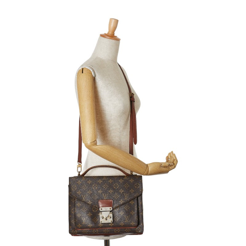 Louis Vuitton Monogram Monceau 2WAY Handbag M51185 Brown PVC Leather in Very Good Condition