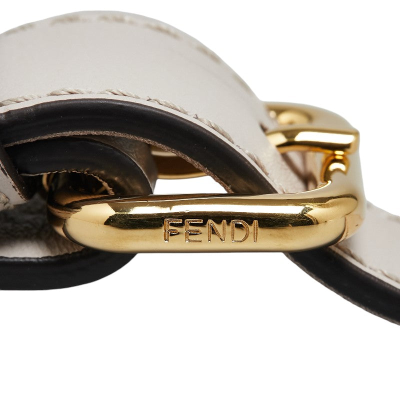 Fendi Leather Shoulder Strap Gray Gold in Great Condition