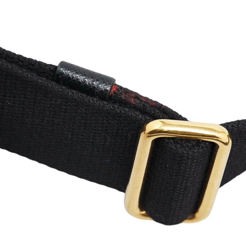 Prada Canvas Leather Shoulder Strap Black Gold in Very Good Condition