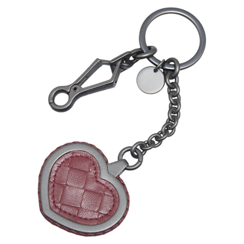 Bottega Veneta Leather Intrecciato Python Embossed Heart Charm Keychain