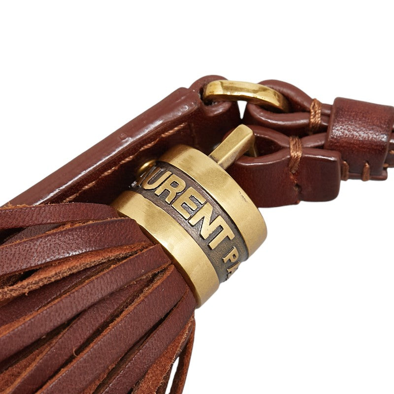 Yves Saint Laurent Leather Logo Plate Tassel Charm