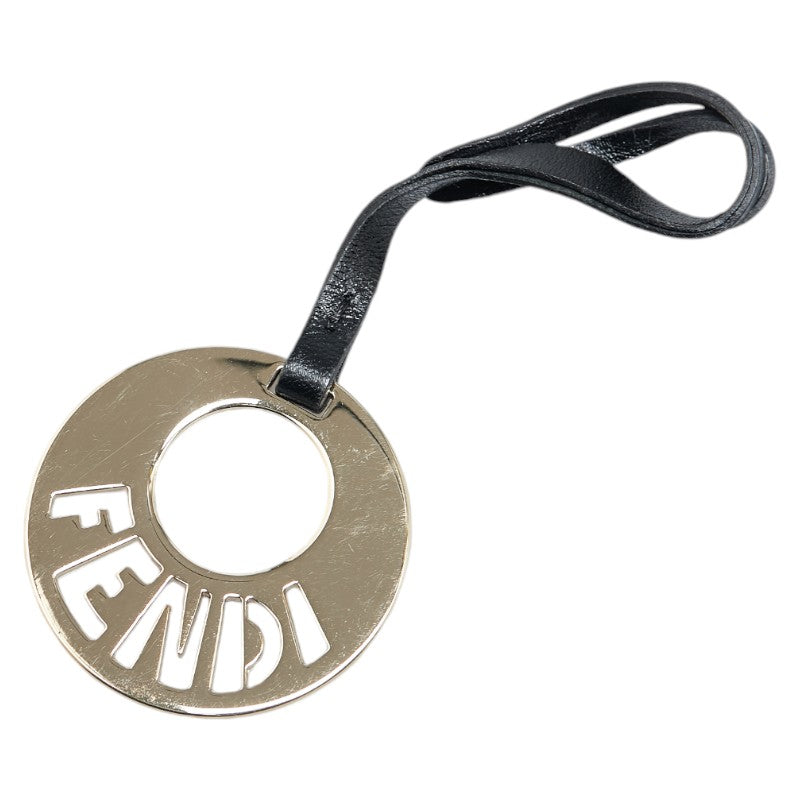 Fendi Metal Leather Logo Round Charm