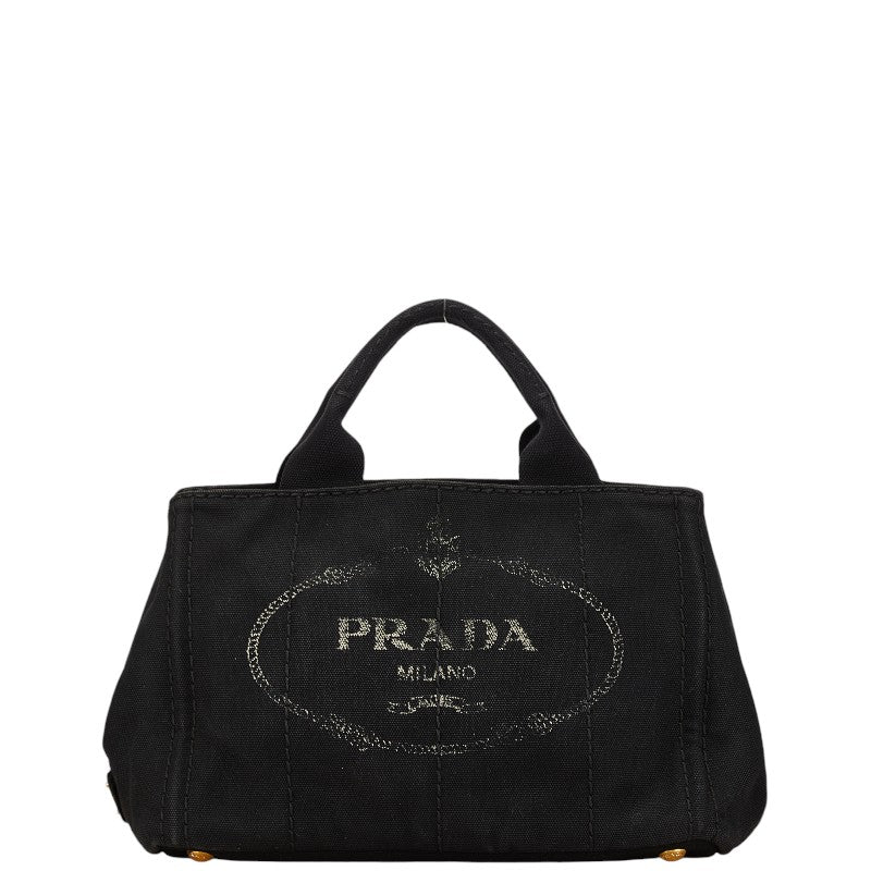 Prada Canapa Mini Canvas Handbag Black in Very Good Condition