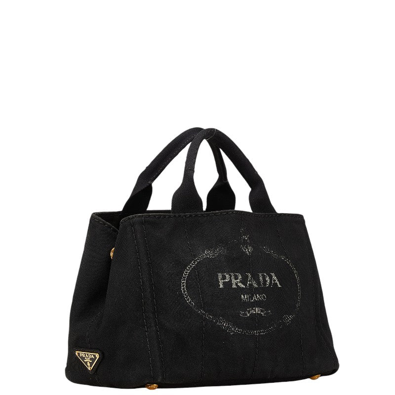 Prada Canapa Mini Canvas Handbag Black in Very Good Condition