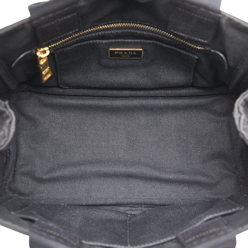 Prada Canapa Mini Canvas Handbag Black in Very Good Condition