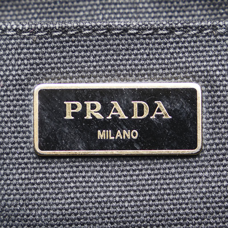 Prada Canapa Mini Canvas Handbag Black in Very Good Condition