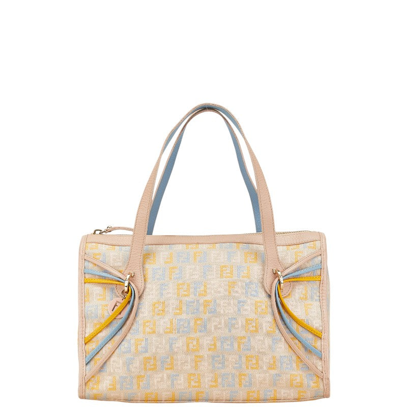 Fendi Zucchino Canvas Leather Handbag Tote