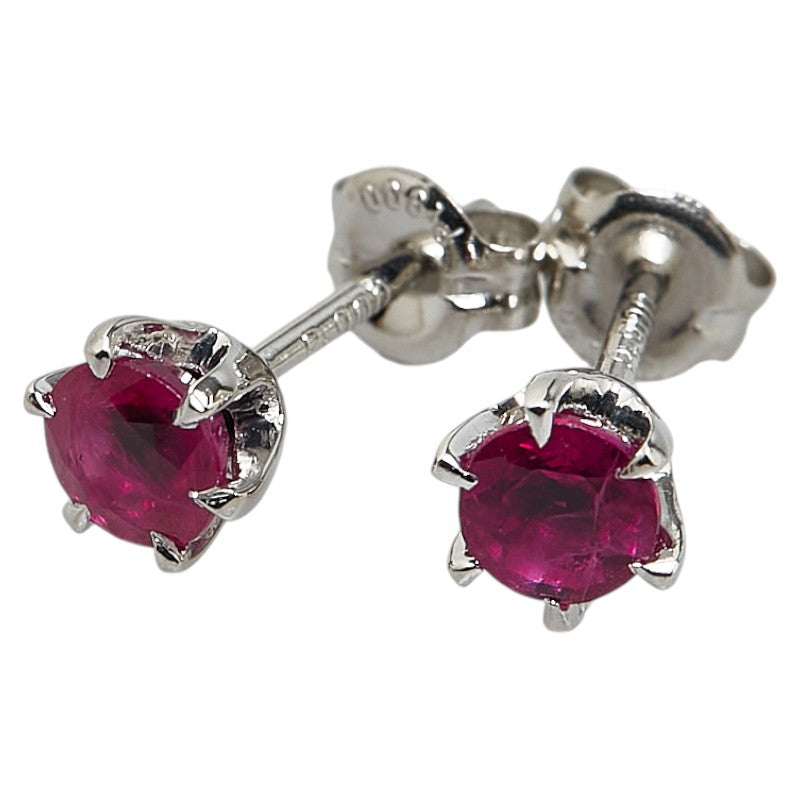 Pt900 Platinum Ruby 0.97ct Earrings in Excellent Condition