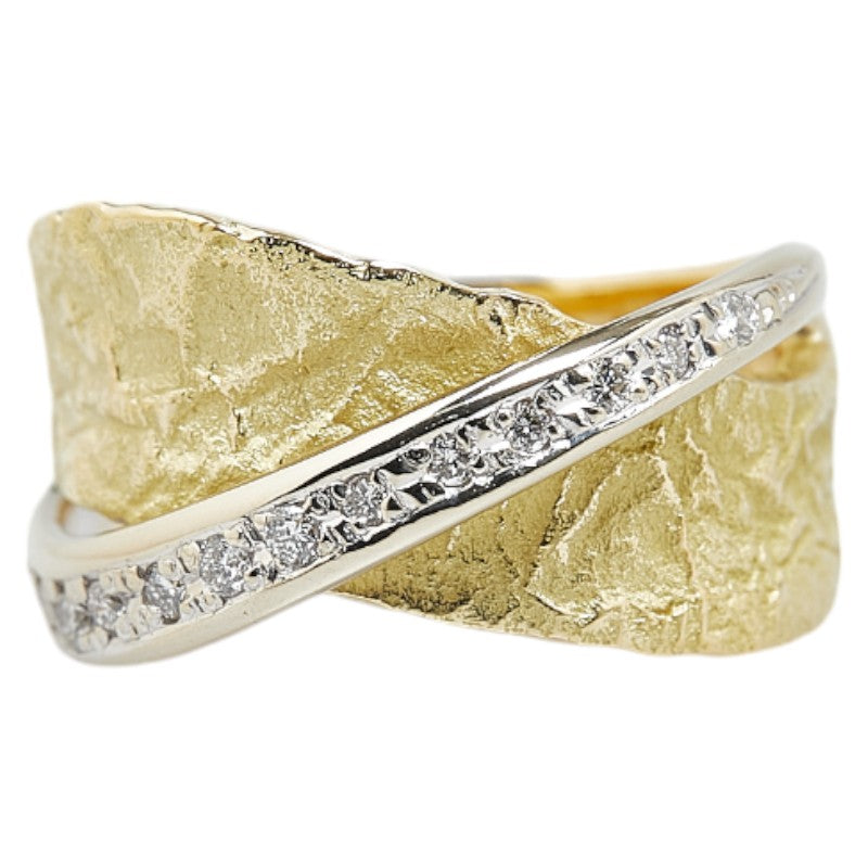 K18YG Yellow Gold K18WG White Gold Diamond 0.17ct Ring