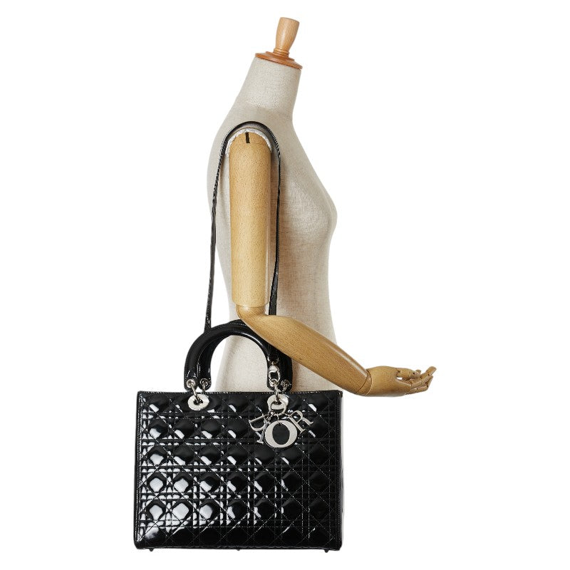 Dior Lady Dior Patent Leather Handbag