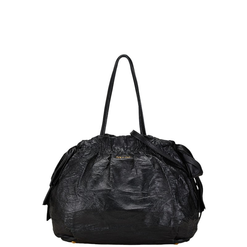 Prada Leather Ribbon 2WAY Handbag Black