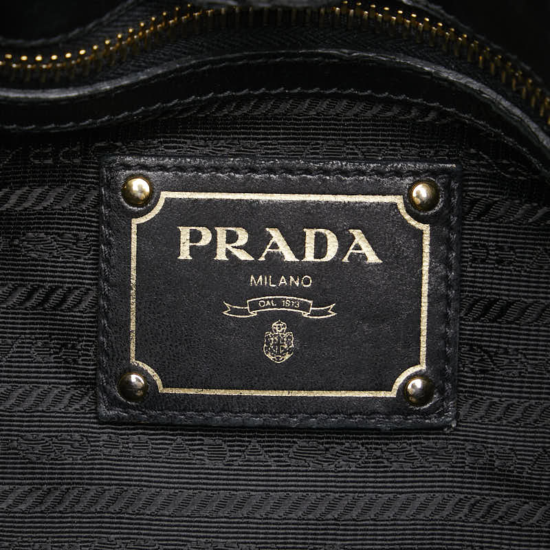 Prada Leather Ribbon 2WAY Handbag Black