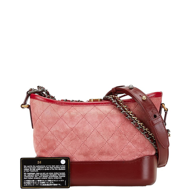 Chanel Gabrielle Small Hobo Chain Shoulder Bag Red Leather