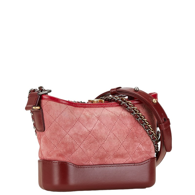 Chanel Gabrielle Small Hobo Chain Shoulder Bag Red Leather