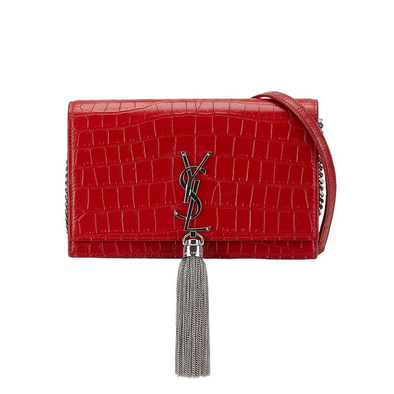 Yves Saint Laurent KATE Croc Embossed Tassel Chain Bag