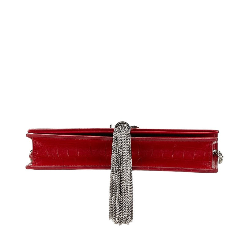 Yves Saint Laurent KATE Croc Embossed Tassel Chain Bag