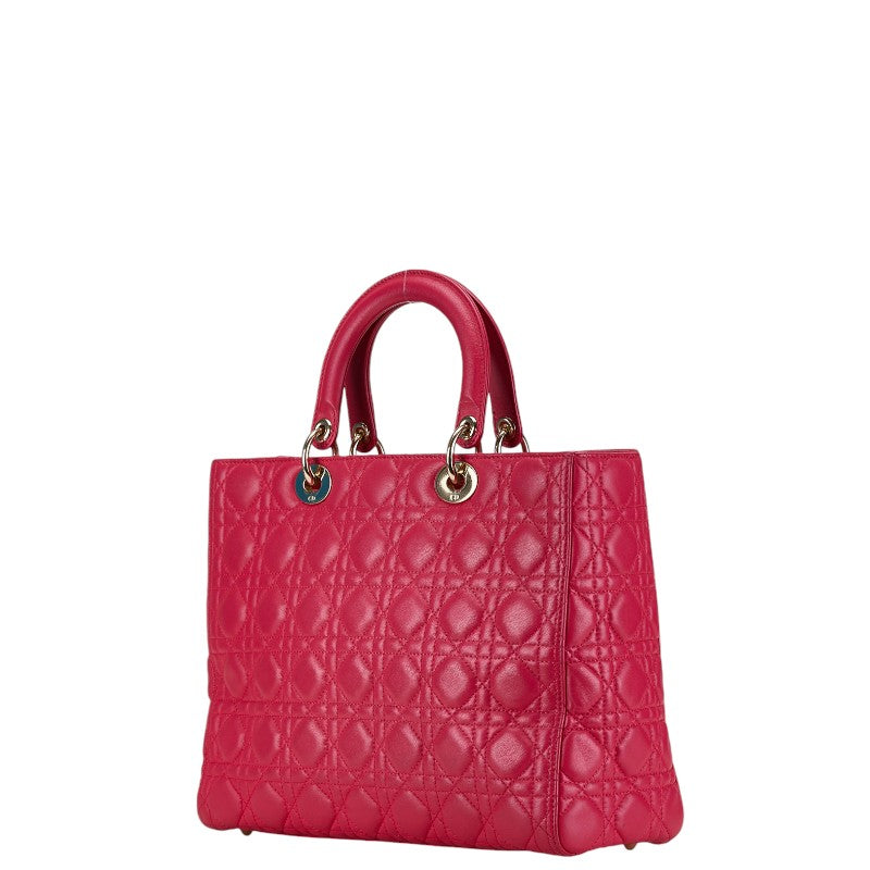 Dior Lady Dior Leather Handbag Pink