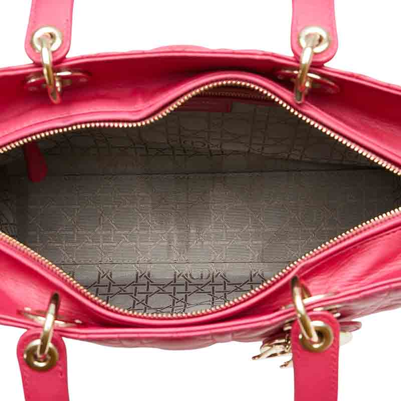 Dior Lady Dior Leather Handbag Pink