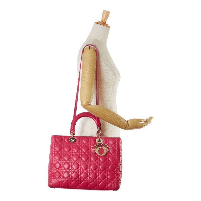 Dior Lady Dior Leather Handbag Pink