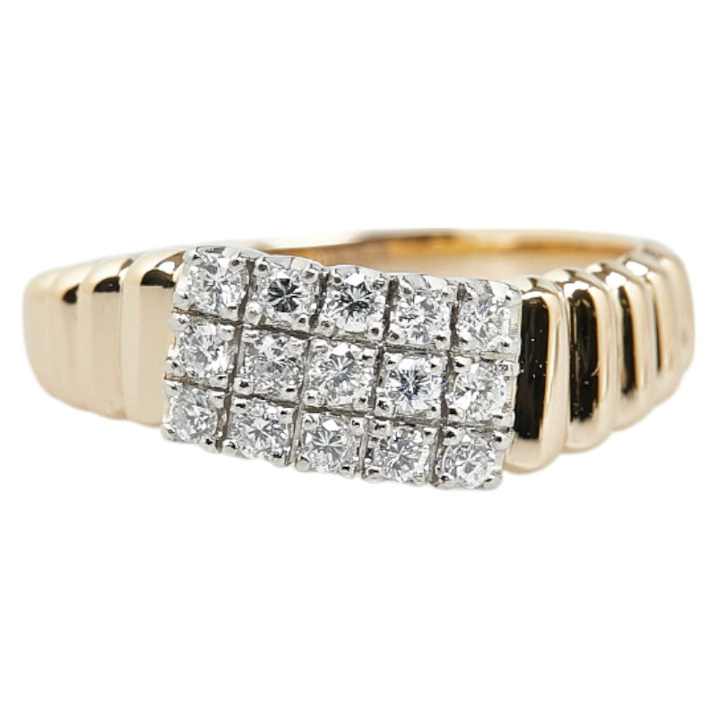 K18YG Yellow Gold Pt900 Platinum Diamond Ring