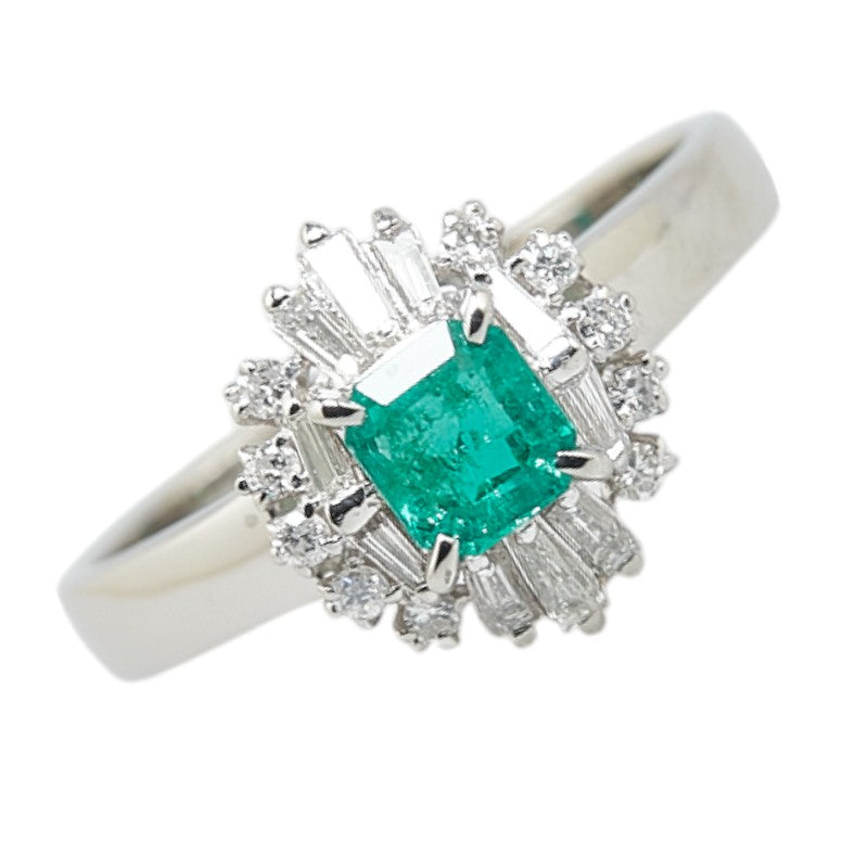 Pt900 Platinum Emerald 0.47ct Diamond 0.34ct Ring