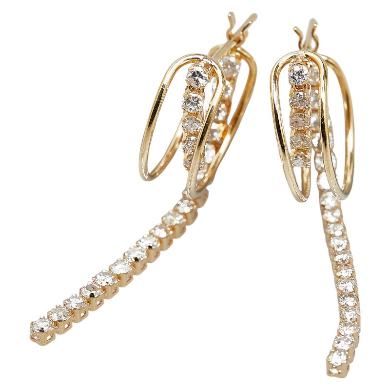 K18YG Yellow Gold Diamond Earrings in Great Condition